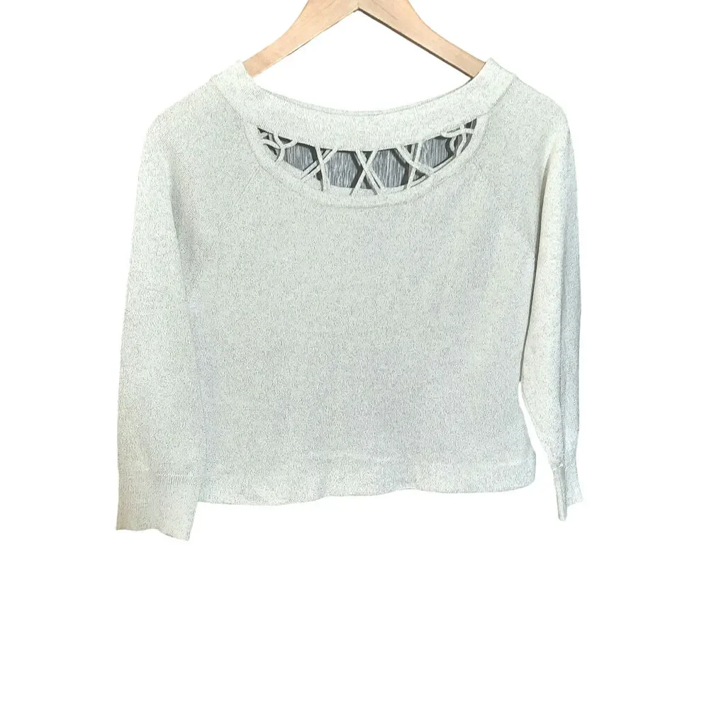 Allegra Gold Womens Metalic Gold Long Sleeve Cutout Crop Top Size Small